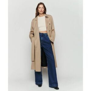 Reformation Kensington Trench Jacket Coat in Khaki